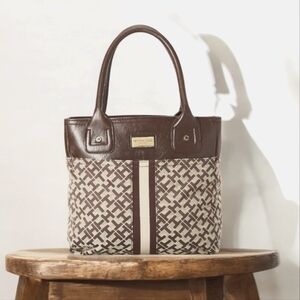 Tommy Hilfiger Brown Iconic Monogram Logo Hand Bag